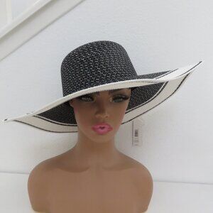 Tahari Black n White wide brimmed sunhat  UPF 50+
